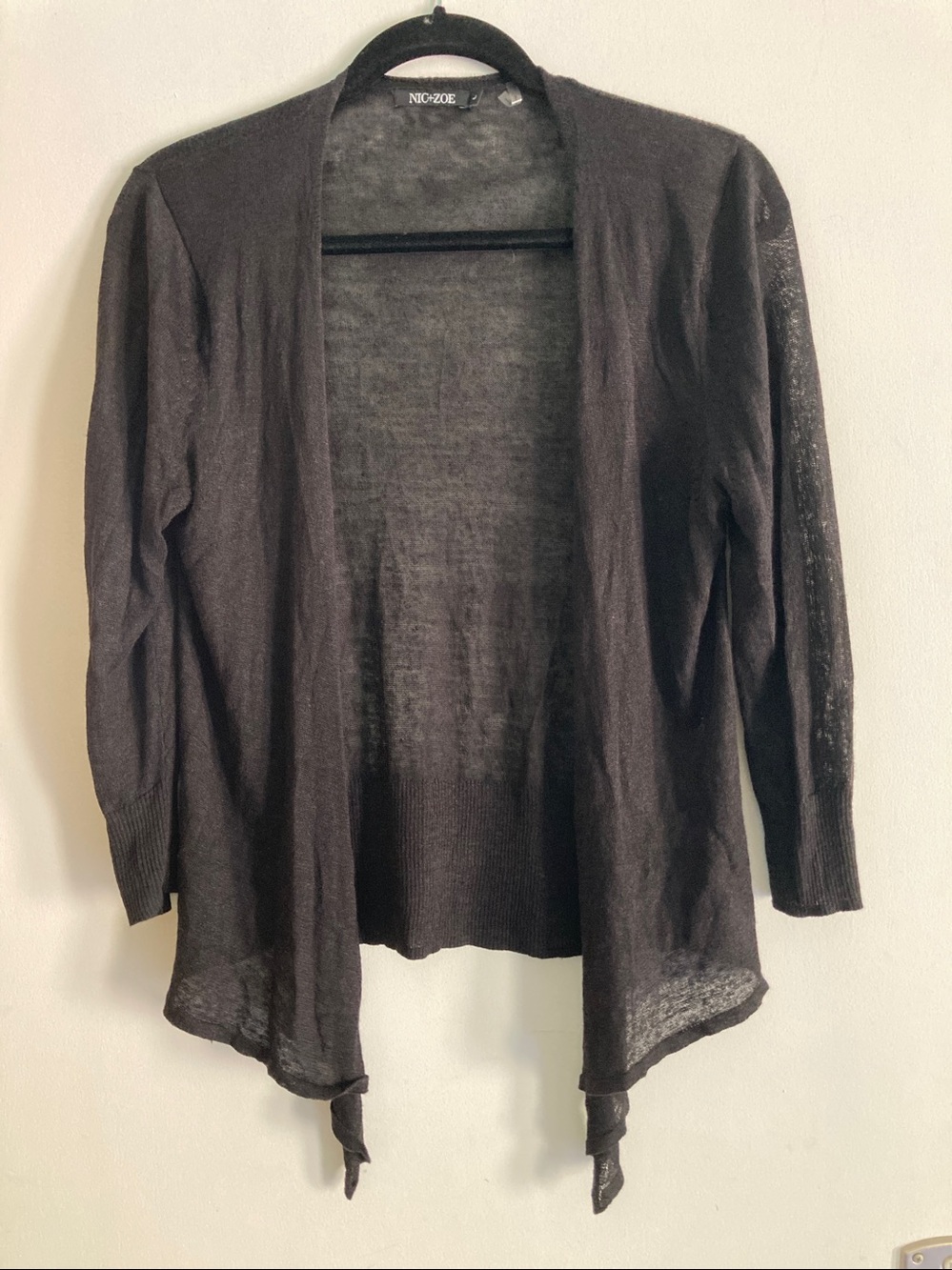 NIC+ZOE Black Linen 4 Way Convertible Crop Cardigan Lightweight Sweater Large